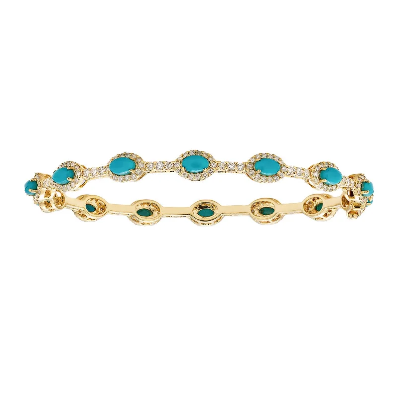 Sparkle More For Less – Jewelry Sale Happening Now Olivia Turquoise Yellow Gold Bangle Sparkle More For Less – Jewelry Sale Happening Now Olivia Turquoise Yellow Gold Bangle