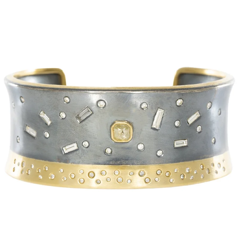 Must-Have Jewelry At Irresistible Discounts OOAK Signature Cuff #002 - 18ky, Oxidized Silver + Diamonds Must-Have Jewelry At Irresistible Discounts OOAK Signature Cuff #002 - 18ky, Oxidized Silver + Diamonds
