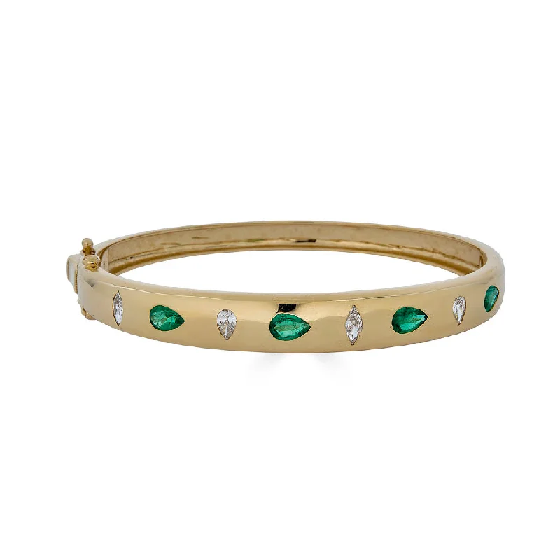 Exclusive Jewelry Sale – Limited-Time Discounts Pear Emerald Gold Bangle