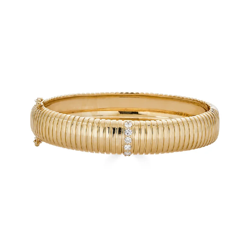 Must-Have Jewelry At Irresistible Discounts Ridged Pave Diamond Bangle