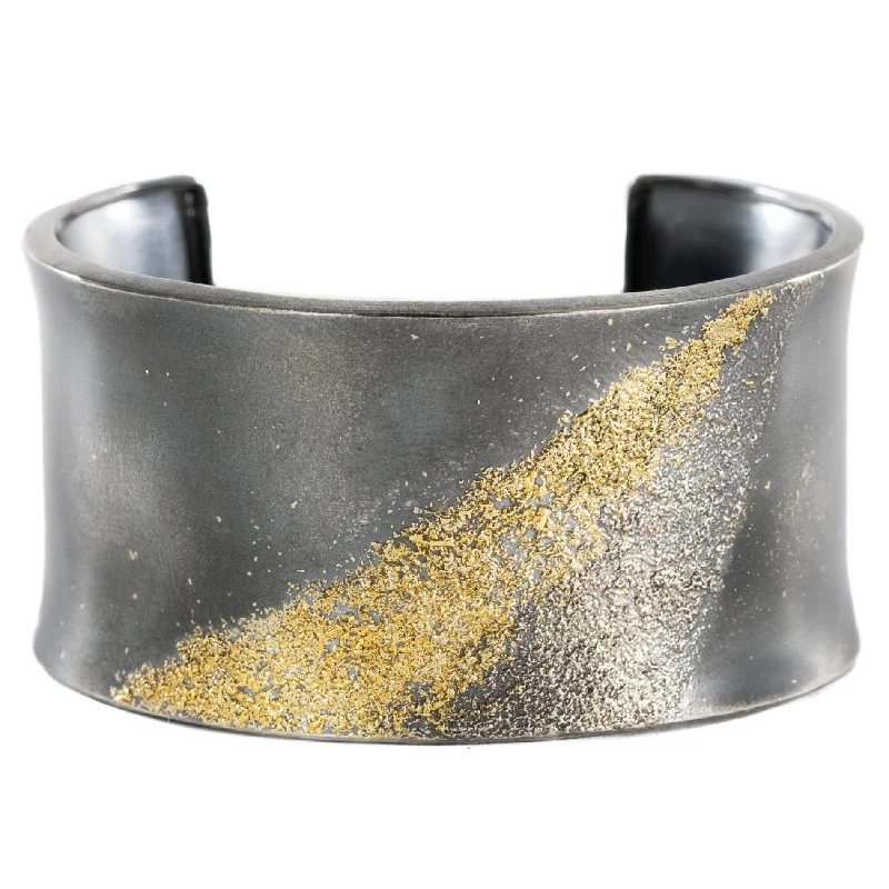 Personalized Jewelry At Special Discount Rates Slice Cuff - 22ky + Oxidized Silver