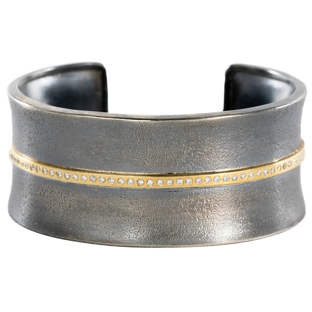 Premium Diamond Jewelry For Unforgettable Moments Twilight Cuff - 18ky Gold, Oxidized Silver + VS Diamonds Premium Diamond Jewelry For Unforgettable Moments Twilight Cuff - 18ky Gold, Oxidized Silver + VS Diamonds