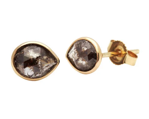 Must-Have Jewelry At Unbelievable Discounts 0.90ct Pear Rose-cut Grey Diamond & Yellow Gold Wire Stud Earrings Must-Have Jewelry At Unbelievable Discounts 0.90ct Pear Rose-cut Grey Diamond & Yellow Gold Wire Stud Earrings