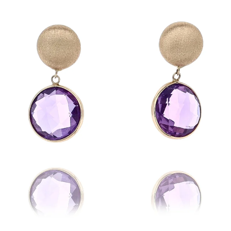 Premium Diamond Jewelry At Once-In-A-Lifetime Discounts 14 Karat Yellow Gold Satin Flat Bead Amethyst Stud Earrings Premium Diamond Jewelry At Once-In-A-Lifetime Discounts 14 Karat Yellow Gold Satin Flat Bead Amethyst Stud Earrings