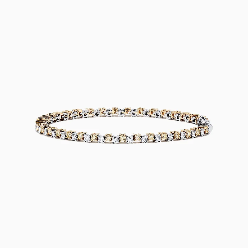 Elevate Your Outfit With Discounted Statement Jewelry 14K Two Tone Gold Yellow and White Diamond Tennis Bracelet, 4.30 TCW Elevate Your Outfit With Discounted Statement Jewelry 14K Two Tone Gold Yellow and White Diamond Tennis Bracelet, 4.30 TCW