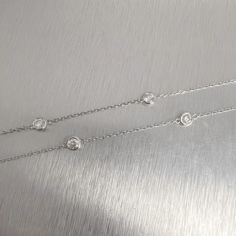 Chic And Stylish Jewelry At Exclusive Prices 14k White Gold 10 Station Diamonds by the Yard Necklace 1.91ctw G VS2 18" 4.2g Chic And Stylish Jewelry At Exclusive Prices 14k White Gold 10 Station Diamonds by the Yard Necklace 1.91ctw G VS2 18" 4.2g