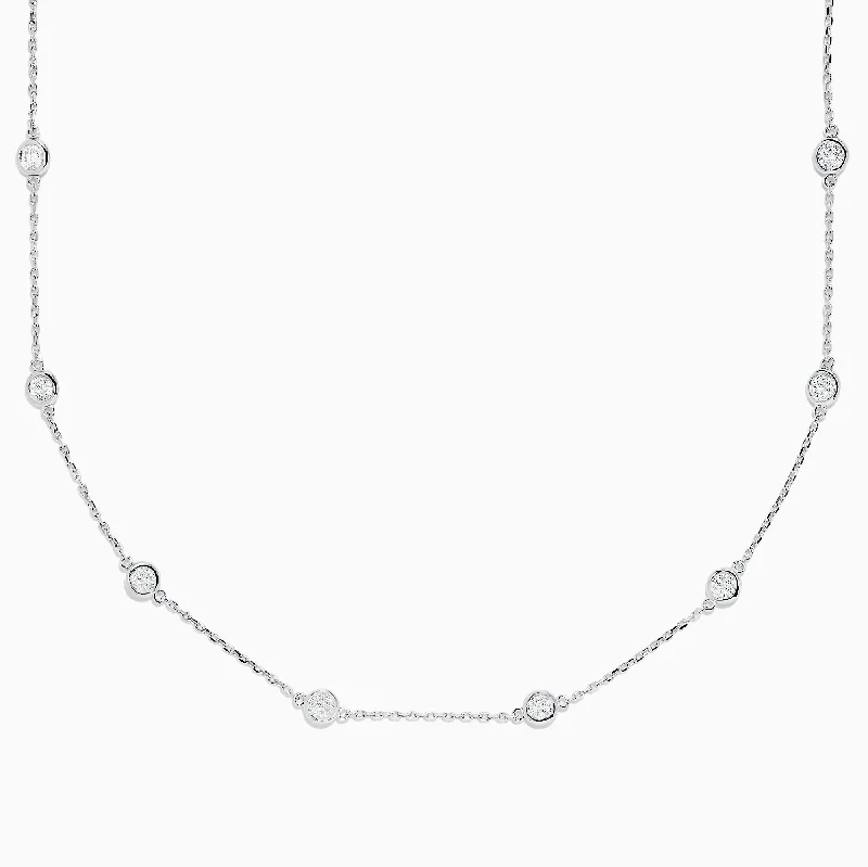 Luxury Handcrafted Jewelry For Elegant Looks 14K White Gold 18" Diamond Station Necklace, 2.00 TCW Luxury Handcrafted Jewelry For Elegant Looks 14K White Gold 18" Diamond Station Necklace, 2.00 TCW