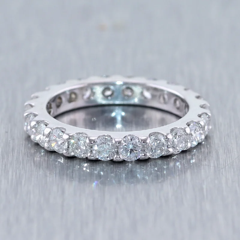 Trendy Minimalist Jewelry For Everyday Wear 14k White Gold 2.20ctw Diamond Eternity Wedding Band Ring Trendy Minimalist Jewelry For Everyday Wear 14k White Gold 2.20ctw Diamond Eternity Wedding Band Ring