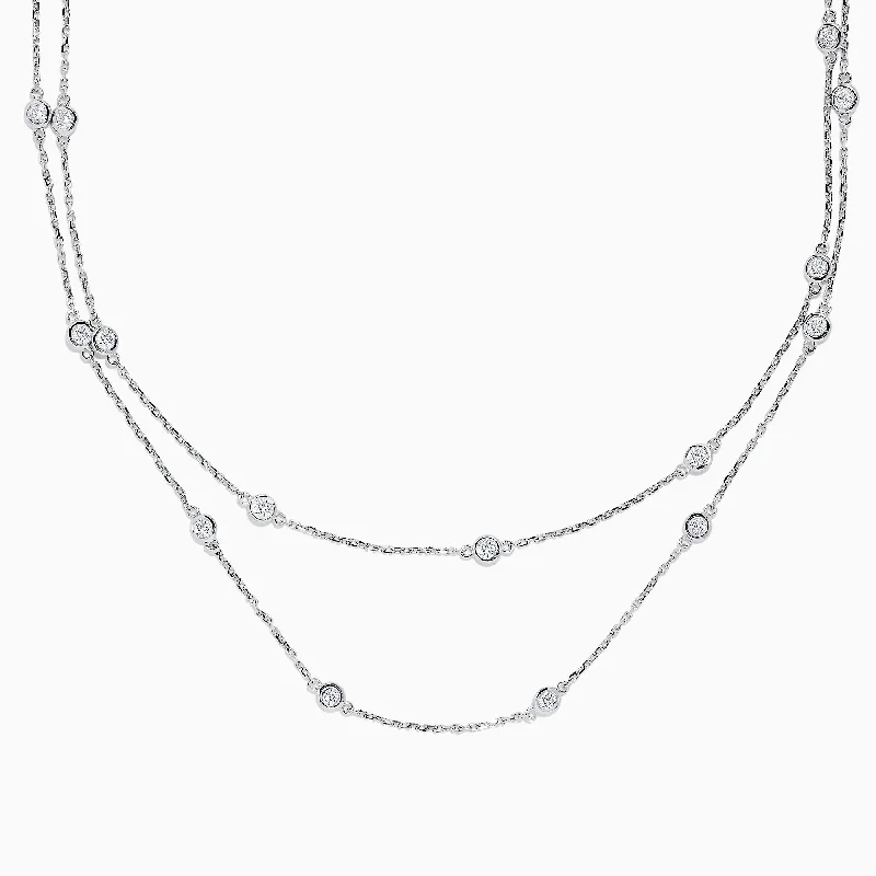 High-Quality Gemstone Jewelry For Special Occasions 14K White Gold 36" Diamond Station Necklace, 2.00 TCW High-Quality Gemstone Jewelry For Special Occasions 14K White Gold 36" Diamond Station Necklace, 2.00 TCW