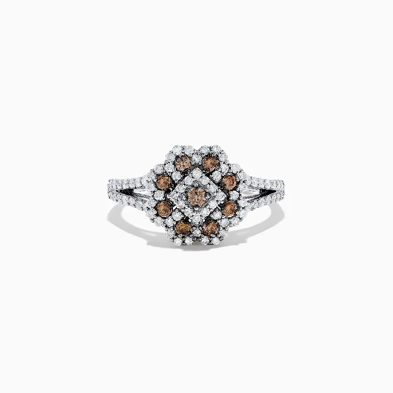 Exclusive Gemstone Jewelry Markdowns – Shop Now 14K White Gold Espresso and White Diamond Flower Ring, 0.70 TCW Exclusive Gemstone Jewelry Markdowns – Shop Now 14K White Gold Espresso and White Diamond Flower Ring, 0.70 TCW