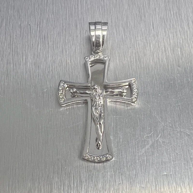 Exclusive Jewelry Sale Event – Shop Now 14k White Gold Diamond 1.75" Crucifix Cross Shadowbox Mirror Pendant 0.25ctw Exclusive Jewelry Sale Event – Shop Now 14k White Gold Diamond 1.75" Crucifix Cross Shadowbox Mirror Pendant 0.25ctw