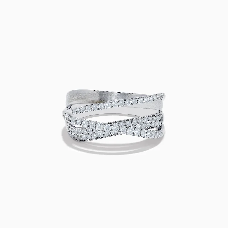 Chic, Trendy, And Affordable Jewelry Sale 14K White Gold Diamond Crossover Ring