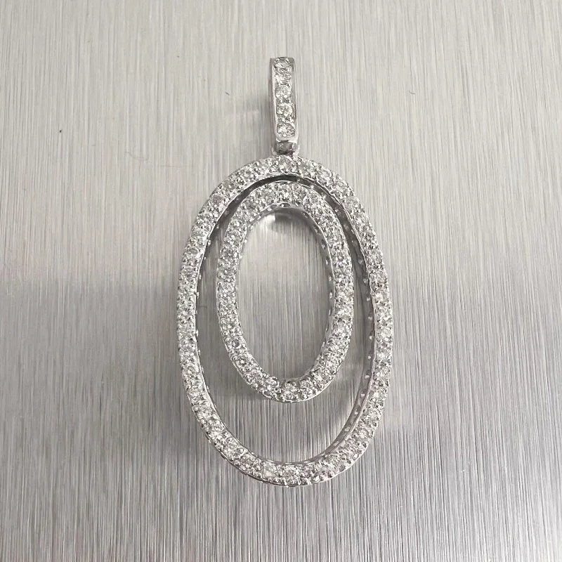 Affordable Luxury Jewelry – Style At A Great Price 14k White Gold Diamond Dangling Dual Oval Pendant 0.82ctw G SI1 6.5g Affordable Luxury Jewelry – Style At A Great Price 14k White Gold Diamond Dangling Dual Oval Pendant 0.82ctw G SI1 6.5g