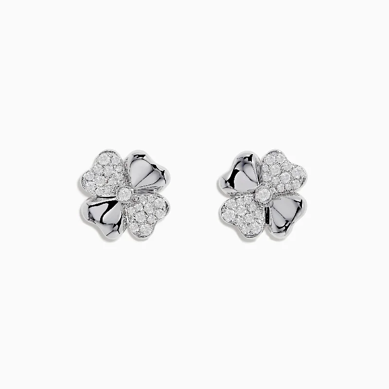Get Your Favorite Jewelry At The Best Price 14K White Gold Diamond Flower Earrings