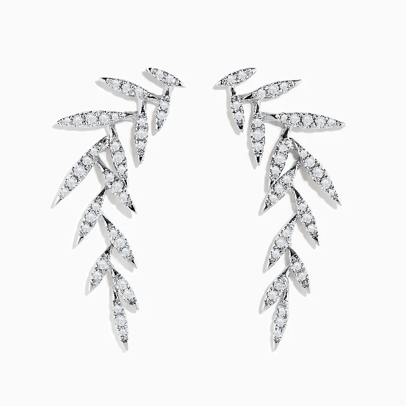 Your Dream Jewelry At Dream Prices 14K White Gold Diamond Leaf Earrings