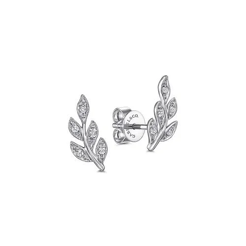 Your Perfect Accessory Now At The Best Price 14K White Gold Diamond Leaf Stud Earrings Your Perfect Accessory Now At The Best Price 14K White Gold Diamond Leaf Stud Earrings