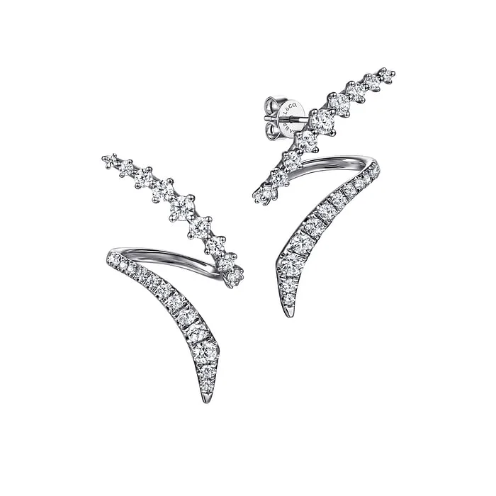 Premium Jewelry, Premium Discounts – Act Fast 14K White Gold Graduating Diamond Bypass Stud Earrings Premium Jewelry, Premium Discounts – Act Fast 14K White Gold Graduating Diamond Bypass Stud Earrings