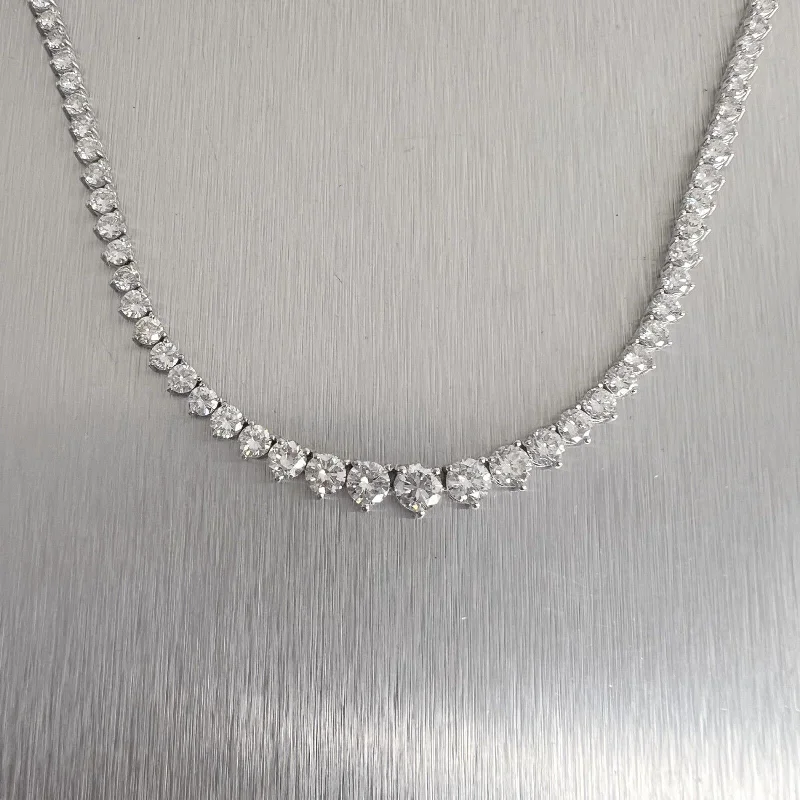 Buy More, Save More – Special Jewelry Discounts 14k White Gold Round Diamond Graduated Tennis Necklace 10.71ctw G VS2-SI1 17" Buy More, Save More – Special Jewelry Discounts 14k White Gold Round Diamond Graduated Tennis Necklace 10.71ctw G VS2-SI1 17"