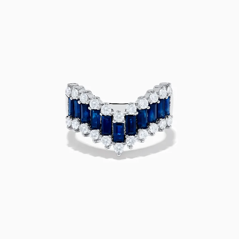 Dazzling Deals On Necklaces, Bracelets, And More 14K White Gold Sapphire and Diamond Contoured Band Ring Dazzling Deals On Necklaces, Bracelets, And More 14K White Gold Sapphire and Diamond Contoured Band Ring
