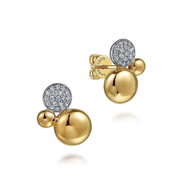 Elevate Your Outfit With Discounted Statement Jewelry 14K White Yellow Gold Bujukan and Pave Diamond Stud Earrings Elevate Your Outfit With Discounted Statement Jewelry 14K White Yellow Gold Bujukan and Pave Diamond Stud Earrings
