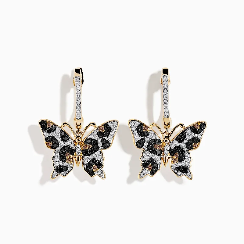 Affordable Luxury Jewelry For Every Occasion 14K Yellow Gold Black, Espresso, and White Diamond Butterfly Earrings Affordable Luxury Jewelry For Every Occasion 14K Yellow Gold Black, Espresso, and White Diamond Butterfly Earrings