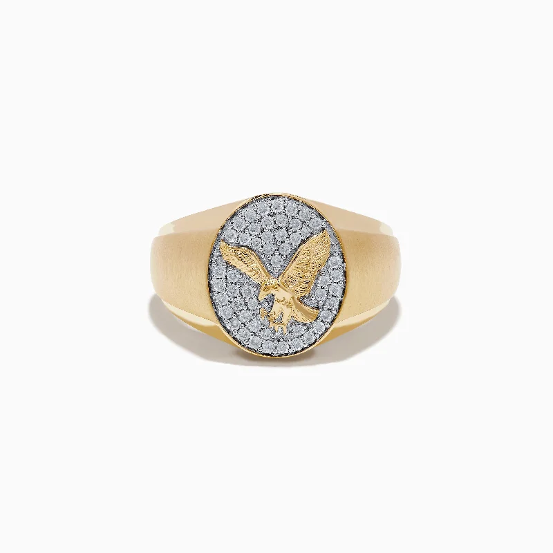 Stunning Jewelry At A Fraction Of The Price 14K Yellow Gold Diamond Eagle Signet Ring Stunning Jewelry At A Fraction Of The Price 14K Yellow Gold Diamond Eagle Signet Ring