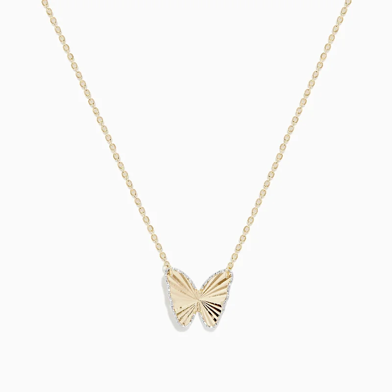 Get The Sparkle You Love At Prices You Adore 14K Yellow Gold Ribbed Butterfly Necklace Get The Sparkle You Love At Prices You Adore 14K Yellow Gold Ribbed Butterfly Necklace