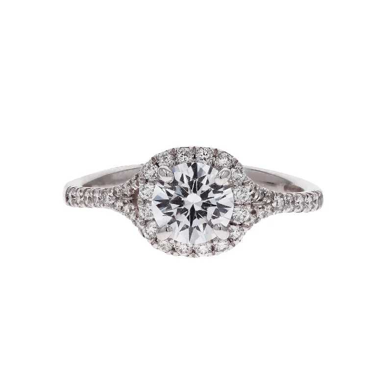 Luxury Handcrafted Jewelry For Elegant Looks Precision Set Diamond Halo Semi-Mount Engagement Ring Luxury Handcrafted Jewelry For Elegant Looks Precision Set Diamond Halo Semi-Mount Engagement Ring
