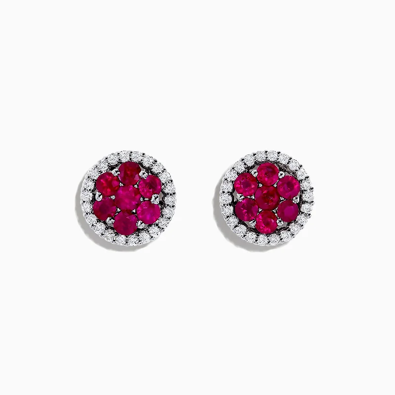 Special Sale On Handcrafted Jewelry – Shop Today 18K White Gold Ruby and Diamond Stud Earrings, 1.76 TCW Special Sale On Handcrafted Jewelry – Shop Today 18K White Gold Ruby and Diamond Stud Earrings, 1.76 TCW