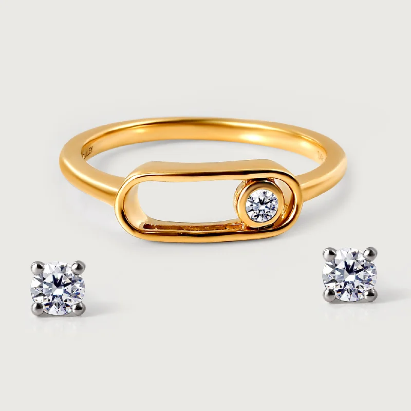 Chic, Trendy, And Affordable Jewelry Sale 9K Gold Lab Grown Diamond Classic Stud Earrings + Elysian Dancing Lab Grown Ring Chic, Trendy, And Affordable Jewelry Sale 9K Gold Lab Grown Diamond Classic Stud Earrings + Elysian Dancing Lab Grown Ring