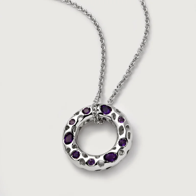 Shop Jewelry That Shines Without The High Price Allegro Loop Pendant with Amethyst + Lattice Disc Stud Earrings with Amethyst + Allegro Amethyst Cocktail Solitaire Ring Shop Jewelry That Shines Without The High Price Allegro Loop Pendant with Amethyst + Lattice Disc Stud Earrings with Amethyst + Allegro Amethyst Cocktail Solitaire Ring