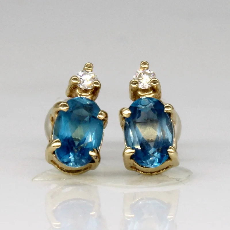 Elevate Your Outfit With Discounted Statement Jewelry Blue Topaz & Diamond Stud Earrings | 1.00ctw, 0.05ctw | Elevate Your Outfit With Discounted Statement Jewelry Blue Topaz & Diamond Stud Earrings | 1.00ctw, 0.05ctw |