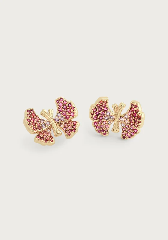 Elegant Jewelry Styles At Budget-Friendly Prices Butterfly Pink Pavé Stud Earrings
