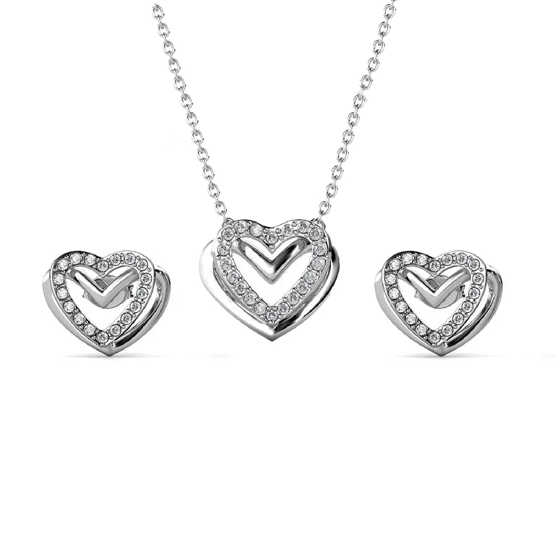 The Jewelry Sale You've Been Waiting For Is Here Cathy 18k White Gold Heart Necklace and Stud Earrings Jewelry Set with Crystals The Jewelry Sale You've Been Waiting For Is Here Cathy 18k White Gold Heart Necklace and Stud Earrings Jewelry Set with Crystals