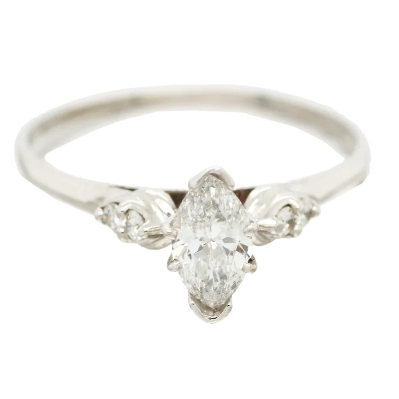 Big Savings On Your Favorite Jewelry Pieces Vintage 0.75ctw Marquise Diamond Engagement Ring in 14k White Gold | Size 11.75 Big Savings On Your Favorite Jewelry Pieces Vintage 0.75ctw Marquise Diamond Engagement Ring in 14k White Gold | Size 11.75