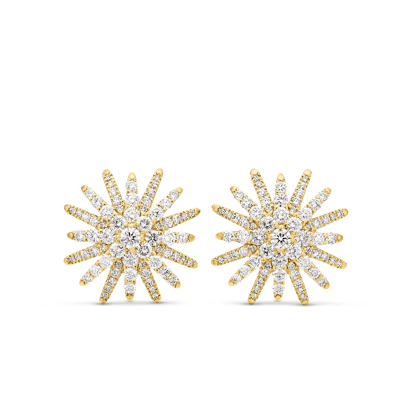 Elegant Necklaces And Bracelets At Limited-Time Offers Starburst Stud Earrings in 18K Yellow Gold with Diamonds\, 19mm