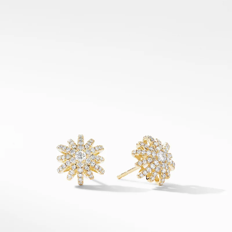 Luxury Jewelry Now At Special Promotional Rates Starburst Stud Earrings in 18K Yellow Gold with Diamonds\, 11.7mm