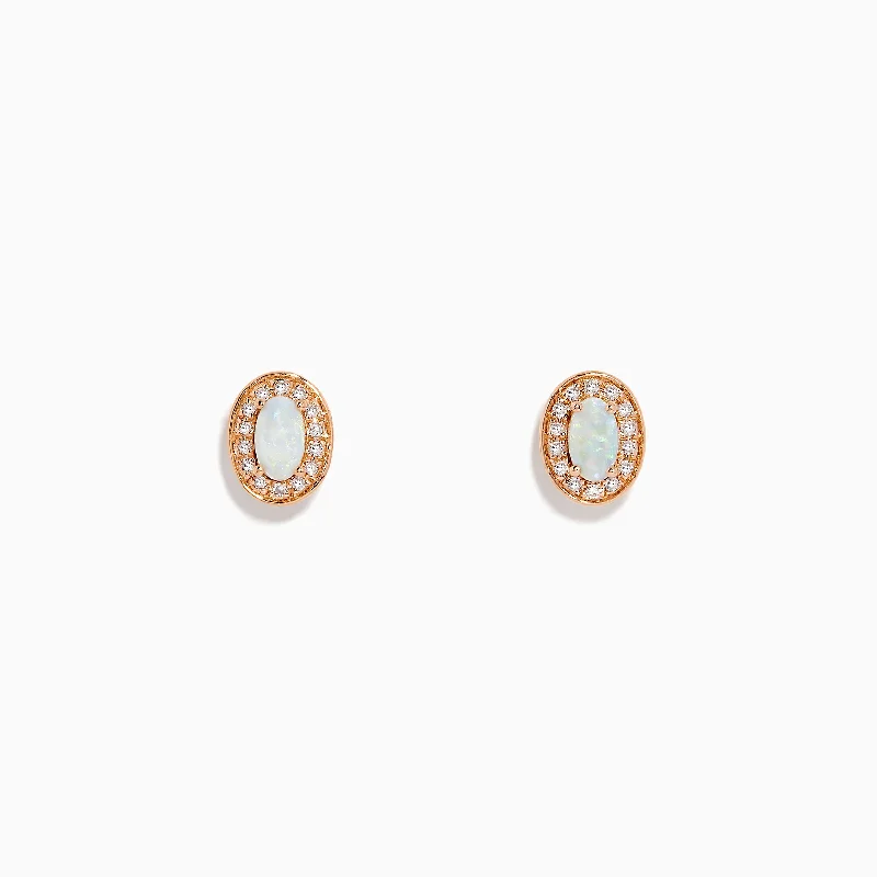 Bestselling Jewelry At Special Promotional Rates 14K Rose Gold Opal and Diamond Stud Earrings Bestselling Jewelry At Special Promotional Rates 14K Rose Gold Opal and Diamond Stud Earrings