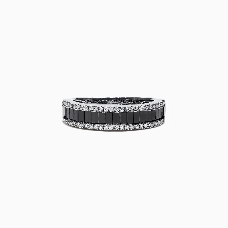 Limited Stock On Premium Jewelry At Low Prices 14K White Gold Black and White Diamond Band Ring, 1.06 TCW Limited Stock On Premium Jewelry At Low Prices 14K White Gold Black and White Diamond Band Ring, 1.06 TCW