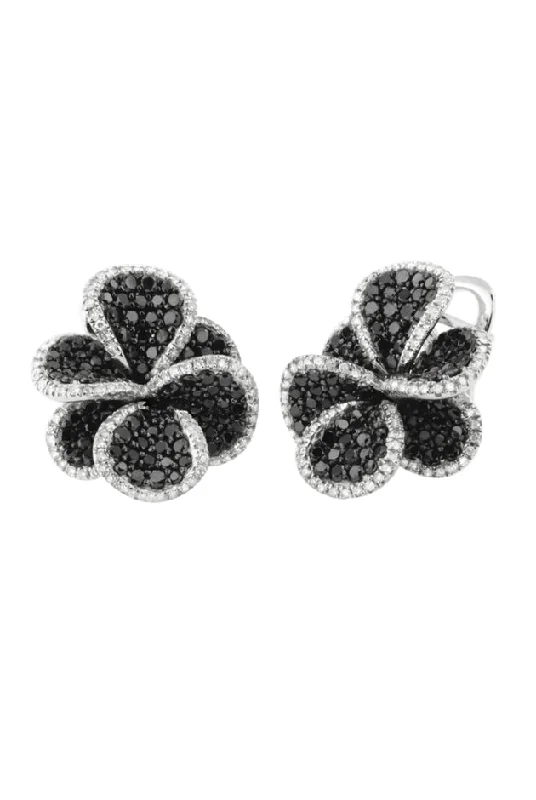 Luxury Jewelry Sale – Sparkle For Less 14K White Gold Black and White Diamond Flower Earrings, 2.68 TCW Luxury Jewelry Sale – Sparkle For Less 14K White Gold Black and White Diamond Flower Earrings, 2.68 TCW