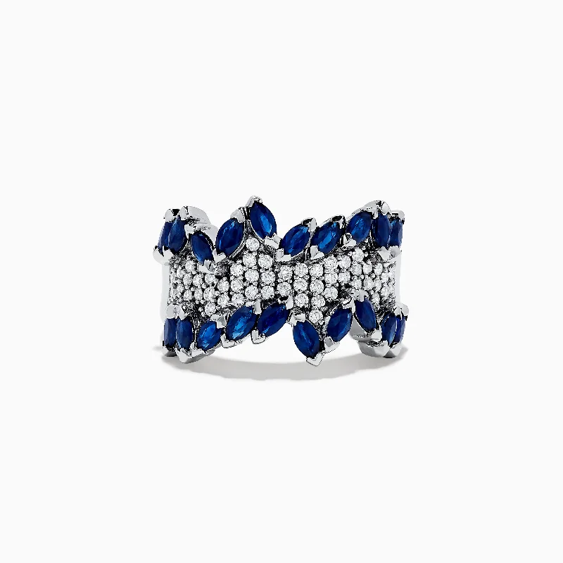 Timeless Jewelry At Special Discount Rates 14K White Gold Diamond and Blue Sapphire Ring Timeless Jewelry At Special Discount Rates 14K White Gold Diamond and Blue Sapphire Ring