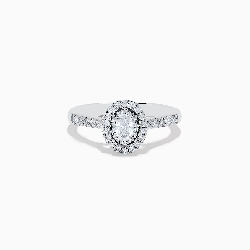 Timeless Elegance At Unbelievable Discounts 14K White Gold Diamond Oval Ring