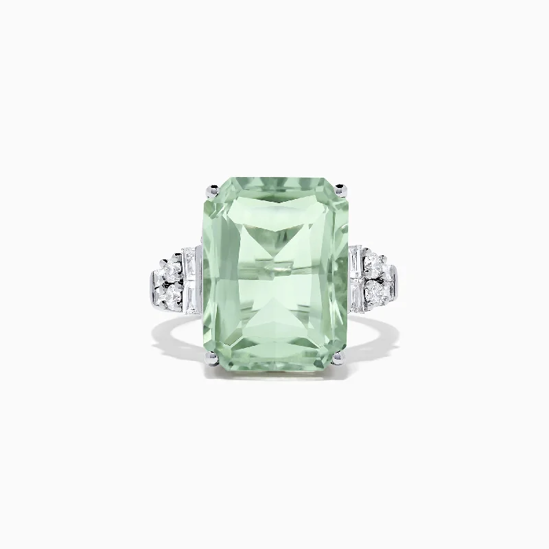 Final Call For Exquisite Jewelry At Reduced Rates 14K White Gold Green Amethyst and Diamond Cocktail Ring, 11.94 TCW Final Call For Exquisite Jewelry At Reduced Rates 14K White Gold Green Amethyst and Diamond Cocktail Ring, 11.94 TCW