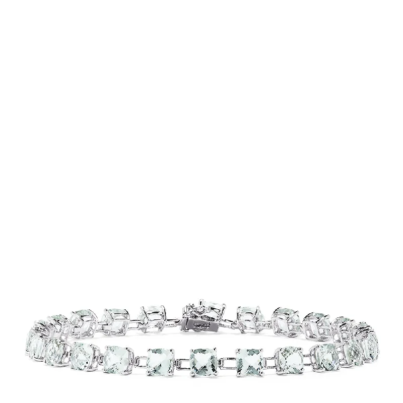 Celebrate Every Occasion With Sparkling Savings 14K White Gold Green Amethyst Tennis Bracelet, 13.70 TCW Celebrate Every Occasion With Sparkling Savings 14K White Gold Green Amethyst Tennis Bracelet, 13.70 TCW