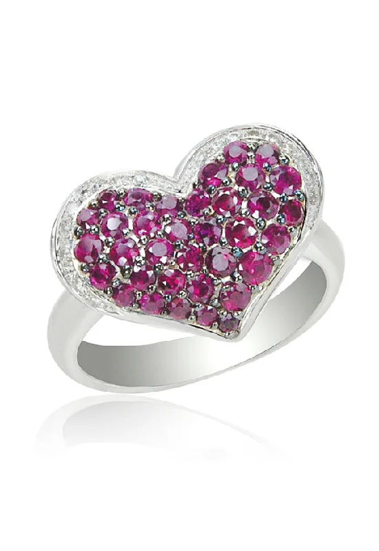 Luxury Jewelry At Budget-Friendly Prices – Grab Yours Now 14K White Gold Ruby and Diamond Heart Ring, 1.32 TCW Luxury Jewelry At Budget-Friendly Prices – Grab Yours Now 14K White Gold Ruby and Diamond Heart Ring, 1.32 TCW