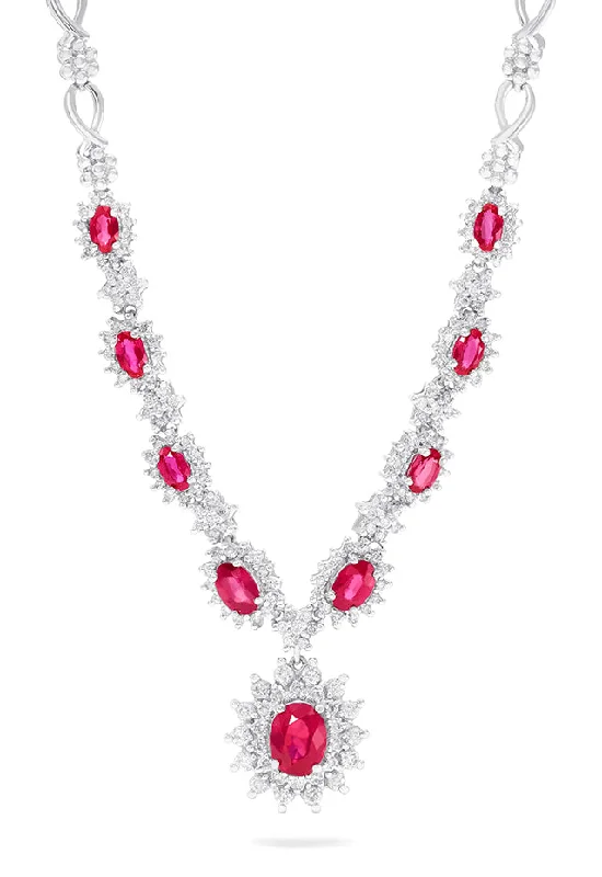 Flash Sale On Stunning Jewelry – Limited Stock Available 14K White Gold Ruby and Diamond Necklace, 6.11 TCW Flash Sale On Stunning Jewelry – Limited Stock Available 14K White Gold Ruby and Diamond Necklace, 6.11 TCW