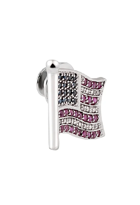 Must-Have Jewelry At Irresistible Discounts 14K White Gold Ruby, Sapphire and Diamond US Flag Pin, 1.12 TCW Must-Have Jewelry At Irresistible Discounts 14K White Gold Ruby, Sapphire and Diamond US Flag Pin, 1.12 TCW