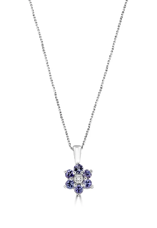 Shop Dazzling Rings, Earrings, And More At Special Discounts 14K White Gold Tanzanite and Diamond Flower Pendant, 0.61 TCW Shop Dazzling Rings, Earrings, And More At Special Discounts 14K White Gold Tanzanite and Diamond Flower Pendant, 0.61 TCW
