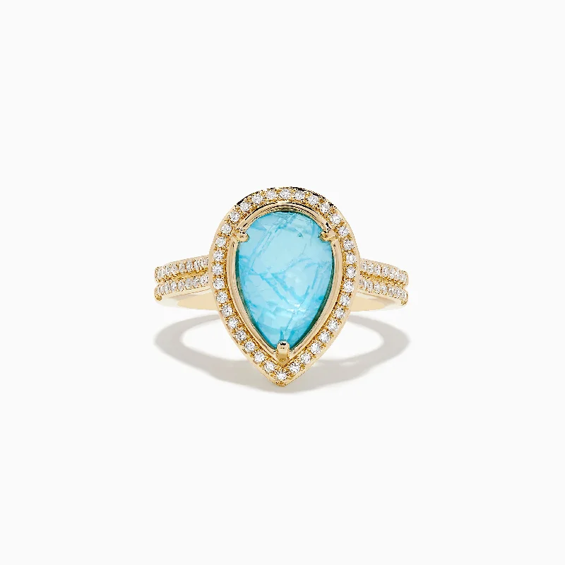 Affordable Glamour – Premium Jewelry At Special Prices 14K Yellow Gold Apatite and Diamond Pear Shaped Ring Affordable Glamour – Premium Jewelry At Special Prices 14K Yellow Gold Apatite and Diamond Pear Shaped Ring