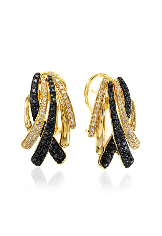 Huge Savings On Timeless Jewelry Collections 14K Yellow Gold Black and White Diamond Earrings, 0.82 TCW Huge Savings On Timeless Jewelry Collections 14K Yellow Gold Black and White Diamond Earrings, 0.82 TCW